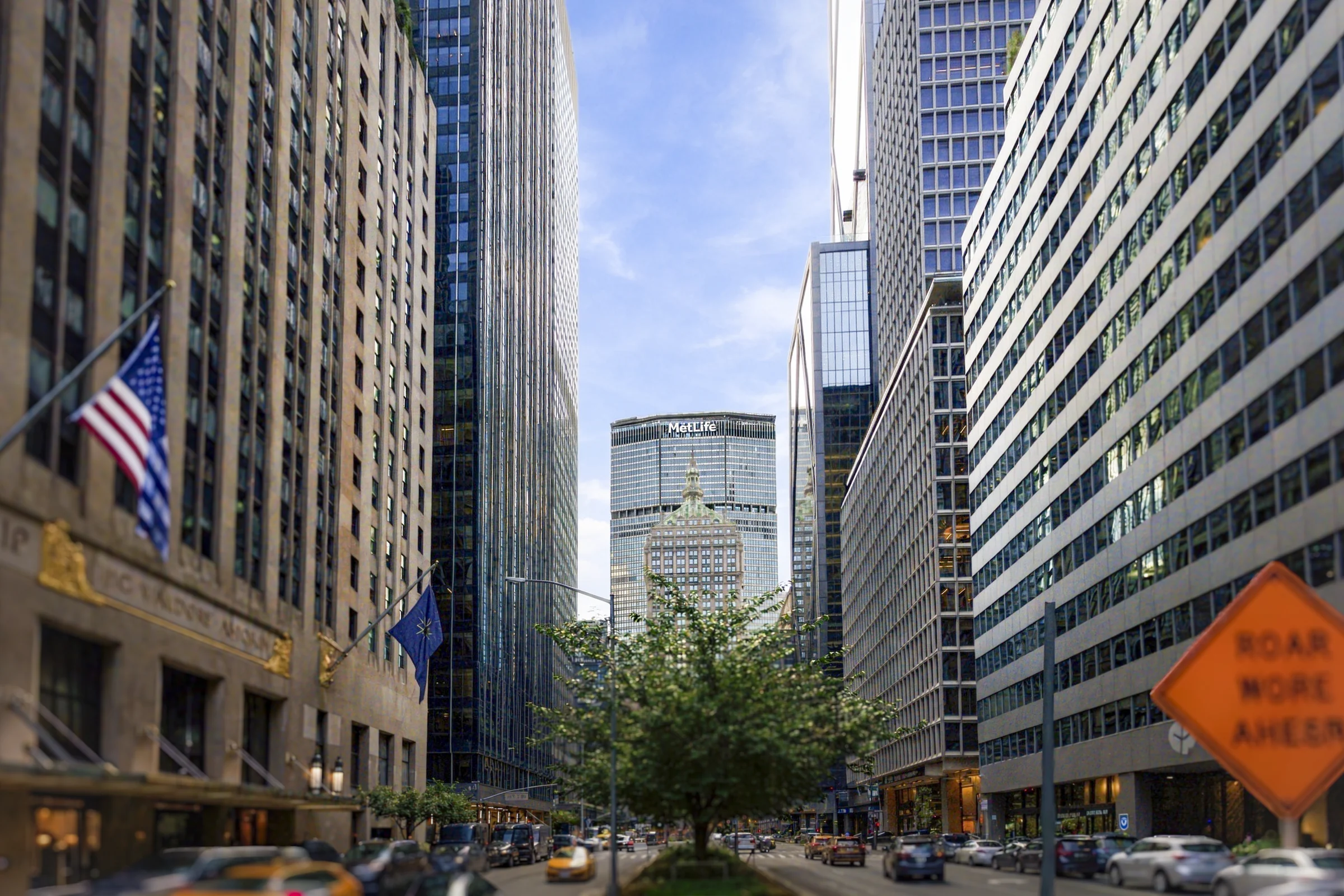 Park Avenue lined with office towers leading toward the MetLife Building